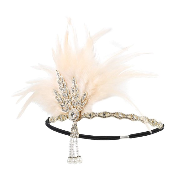 Diadema vintage con diseño de margaritas Buchanan, disfraz de gran Gatsby, tiara de hoja de Gatsby, accesorio para el pelo de los años 20 (6068#dorado+champán)