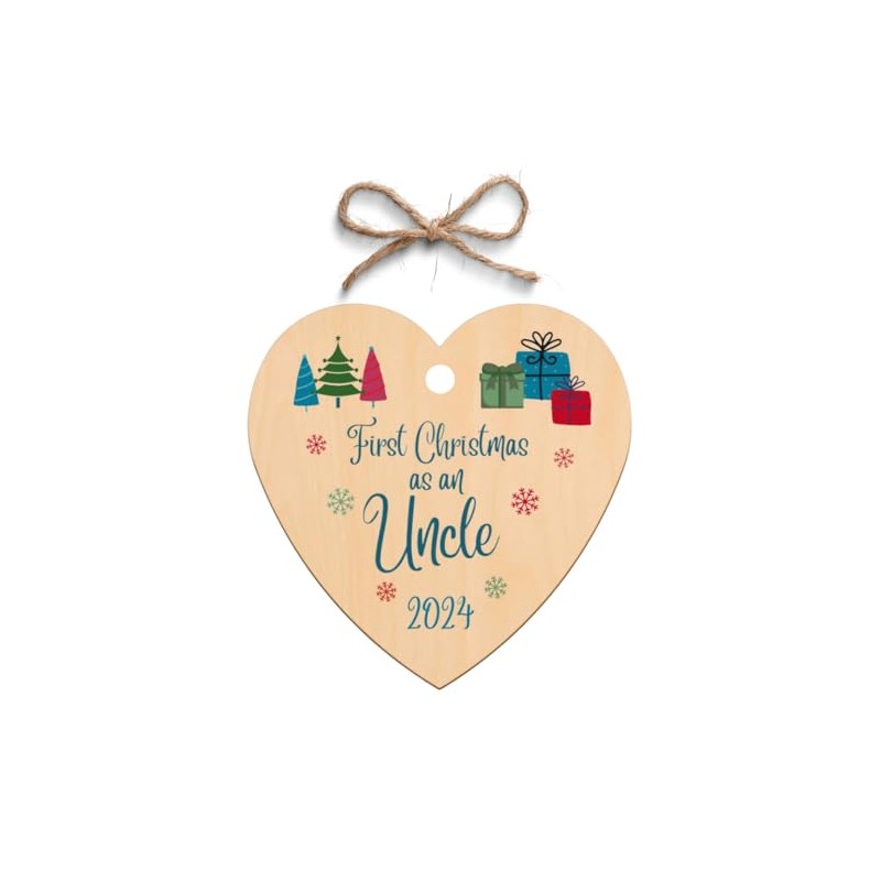 Second Ave First Christmas as an Uncle Wooden Hanging Heart