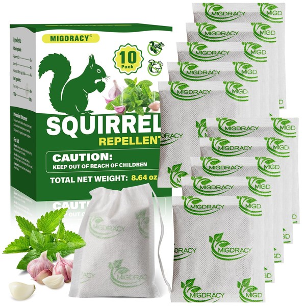 Squirrel Repellent Pouches, Chipmunk Repellant Pouches, 10Pcs Peppermint Oil to