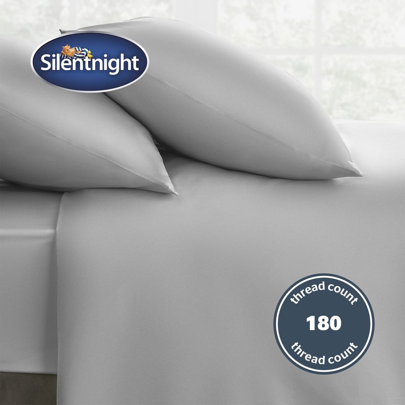 Silentnight Pure Cotton Housewife Pillowcase Pair, Silver