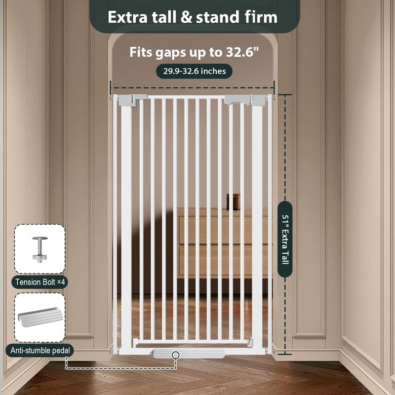 Amibud 51'' Extra Tall Cat Gate Barrier for Doorways Hallways,