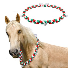 Yeyeplum Christmas Horse Neck Wreath 51 Inches Sleigh Bells Neck Sash Horse Costume Accessories for Holiday Decor Christmas Party Parades Supplies(Green)