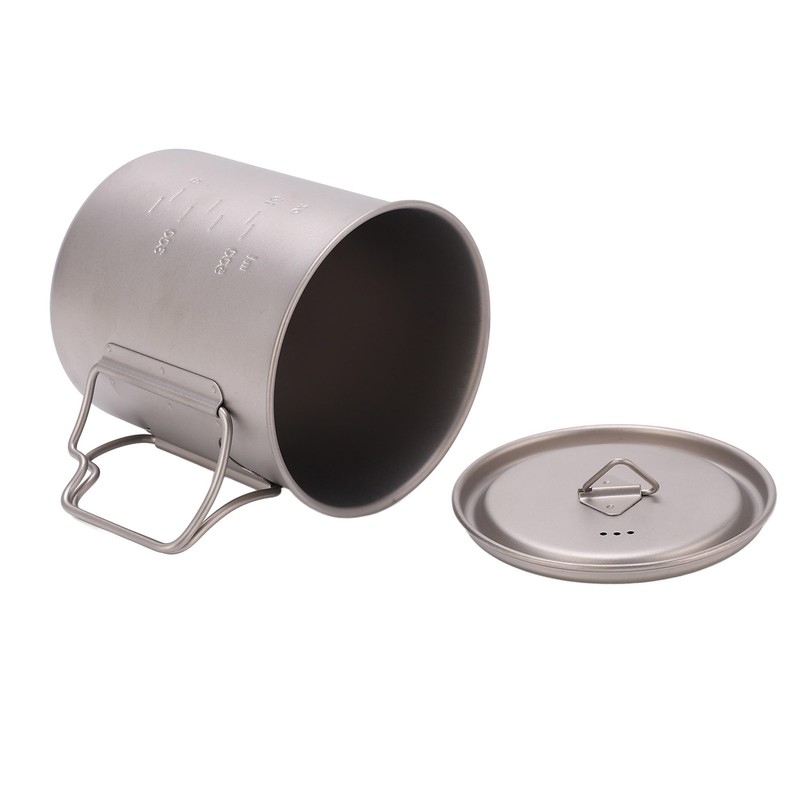 750ml Outdoor Titanium Water Mugs With Folding Handles Portable Camping
