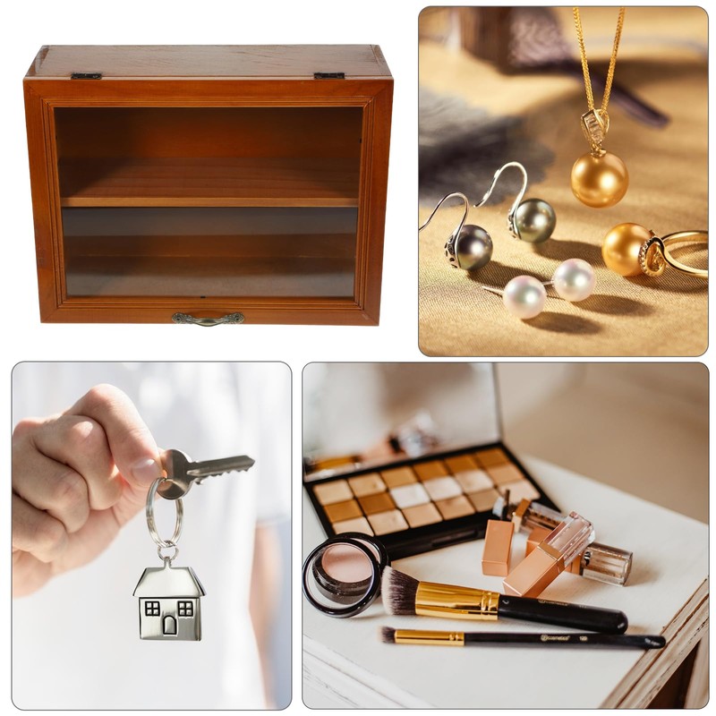 Operitacx Acrylic Front Display Case Shadow Boxes Wooden Display Cabinet