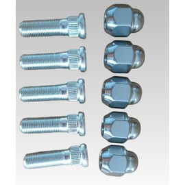 XYUJIE 5 PCS Serrated Wheel Stud Bolts 610-378 M12-1.25 * 42mm, 14.35mm Knurl Bolt & Lug Nuts 611-114 Replacement for Infiniti Nissan Suzuki and More