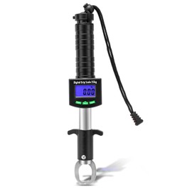 Digital Fish Scale with Fish Lip Gripper, 25kg/55lb Fish Weight Scale Memory Function Fish Grabber Saltwater-Resistant Portable Fishing Scale with Weight Scale and Measuring Tape