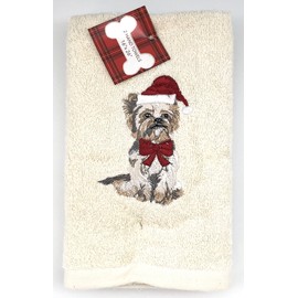 Nantucket Christmas Embroidered Hand Towels 2 Pack Yorkie