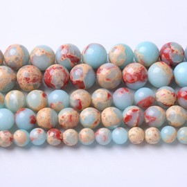 32PCS 12cm Natural Blue Jasper Beads Longevity Mountain Stone Round Loose Spacer Beads for Jewelry Making DIY Energy Stone Healing Power Bracelet 15" (12mm, Blue Jasper)