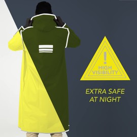 PERLETTI Rain Poncho Waterproof Women Men Reflective Details Rain Jacket Hiking Outdoor Trekking Travel with Hood Rain Cape Waterproof Compact Camping, 7. Yellow