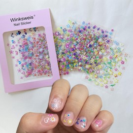 30 Sheets Nail Stickers - Self-Adhesive Daisy Floral Nail Art Decals, Assorted Designs for DIY Manicure at Home, Easy to Apply & Long-Lasting Nail Wraps for Fingernails, for Women Girls