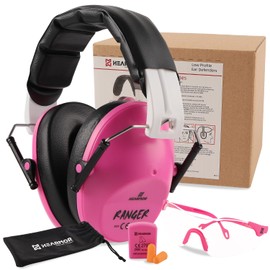 HEARMOR 3-in-1 Gun Range Ear and Eye Protection Safety Equipment Kits, Including Shooting Earmuffs, Safety Glasses and Earplugs, Ideal Gift for Women & Youth, Pink