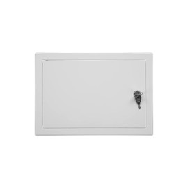12" x 8" Inch Lockable Steel Access Panel Door with Key Set - for Indoor Use - Opening Flap Cover Plate - Box Door Lock - Door Latch - Inspection Hatch - White Polymer Coating