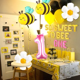 JeVenis Pink So Sweet to Bee One Backdrop Bumble Bee First Birthday Decoration Fun to Bee One Decoration Happy 1st Bee Day Decoration