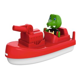 AquaPlay - FireBoat - Accessori per acqua AquaPlay o vasca da bagno, barca vigili del fuoco con Sven il coccodrillo, funzione di spruzzo d'acqua, per bambini dai 3 anni in su, 870000273 rosso