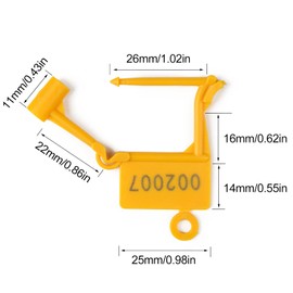 Plastic Padlock Seals Tags Disposable Self-Locking Numbered Tag Tamper Proof Security Padlocks Lable for Luggage, Bag, Clothes, Shose(Yellow,100pcs)