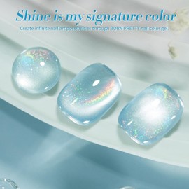 BORN PRETTY Blue Cat Magnetic Eye Gel Nail Polish Rainbow Holographic Moonlight Glass Magnetic Gel Nail Polish 15ML