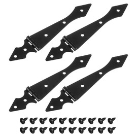 sourcing map 4Pcs Strap Hinges, 5.7 Inch Shed Door Hinges Heavy Duty Gate Hinge Tee Hinge with Screws for Wooden Fences Yard Doors Barn Gate, Black