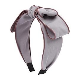 Statement Fashion Headband - Hair Accessories Bow Criss Cross Tie, Turban Fabric Wrap Bohemian Top Knot, Faux Pearl, Rattan Straw, Plaid, Gingham (Bow Scarf Band - Light Gray)