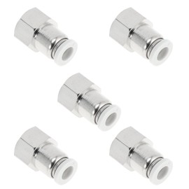 Motoforti Push to Connect Air Fittings 1/4" Female Thread Air Line Quick Connector Plastic Metal 1/4"BSPT 5 Pcs White Silver Tone