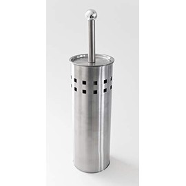 Splash Home Contemporary Stainless Steel Toilet Brush with Holder, Bowl Scrubber with Durable Cleaning Bristles, Hidden Brush with Splash Protective Disc Design - Satin Nickel