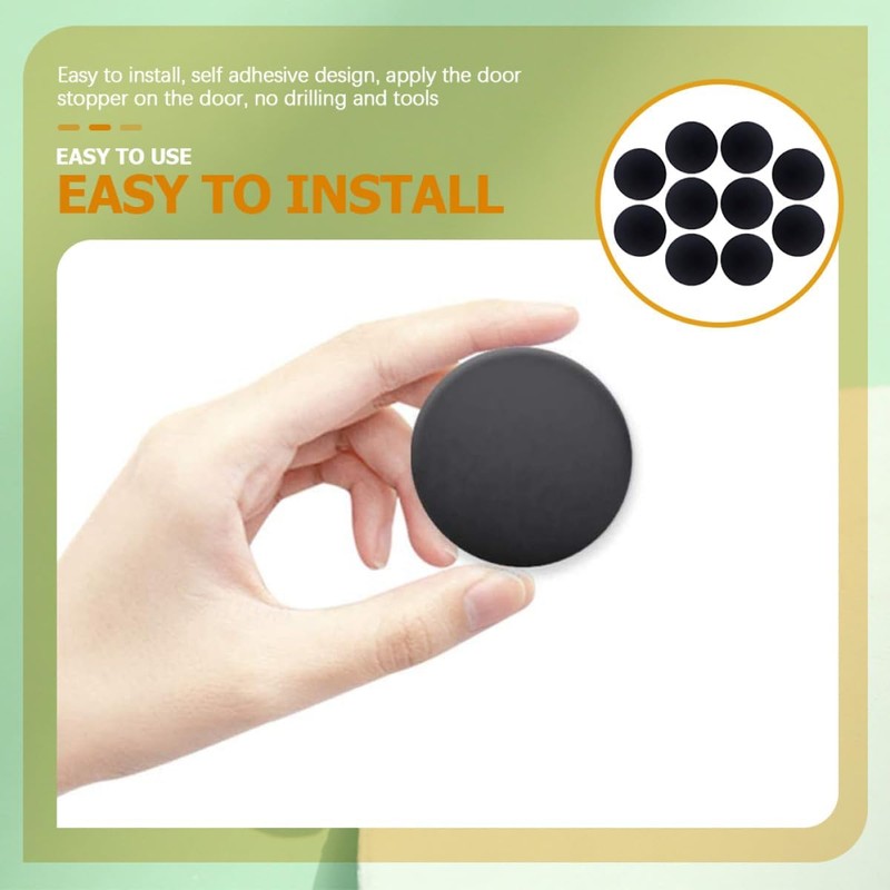 Topes de Puerta Autoadhesivos de Silicona Negro, Protector de Pared