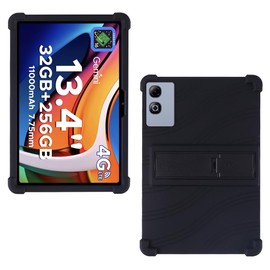 AKNICI Case for DOOGEE Tab G6 Max/TABWEE T60 Pro/TECLAST T65 Plus/TECLAST T65/ OSCAL PAD 200 Tablet 13.4 Inch, Soft Silicone Heavy Protective Cover with Adjustable Kickstand, Black