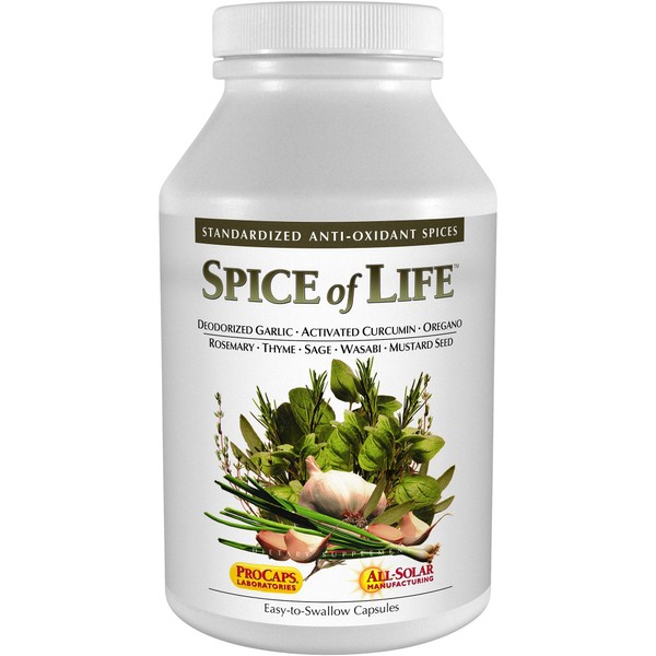 ANDREW LESSMAN Spice of Life 120 Capsules – Eight Scientifically Established Extracts & Concentrates. Health-Promoting Spices. Garlic, Curcumin, Oregano, Rosemary, Sage, Thyme, Mustard Seed, Wasabi