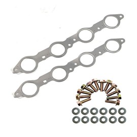 DSkoiph 12617944 Exhaust Manifold Gasket Bolts Kit Compatible with Silverado Sierra Suburban 1500 2500 HD Yukon CTS Escalade MLS LS LQ LM7 4.8L 5.3L 5.7L 6.0L 6.2L (Manifold Gaskets with Bolts)