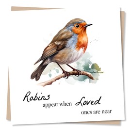 Robins Appear When Loved Ones Are Near - Sympathy Card with Beautiful Robin Bird Design - Condolences Card - Made in UK