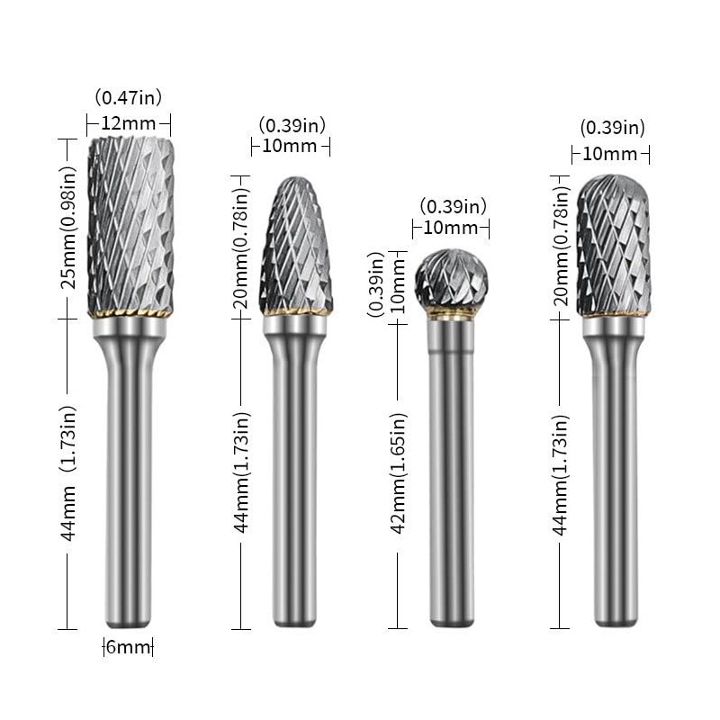 Buyohlic Set of 8 pcs Tungsten Carbide Burr Set 1/4"