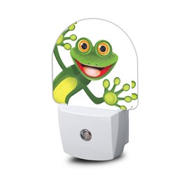 AOWULA Frog Night Light,Funny Green Frog with Greater Eye Night Lights Plug into Wall for Boys Girls Bedroom Decorative Half Round Nightlight Led Lamp 0.5W Sleep Friendly