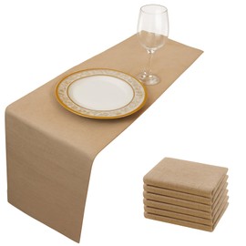 6 Pack Burlap Table Runners 12x72 Inch - Natural Jute Rustic Farmhouse Table Runner Decor for Western Wedding, Farmhouse Party, Holiday & Kitchen Coffee Table (Brown, 12x72 6PC)