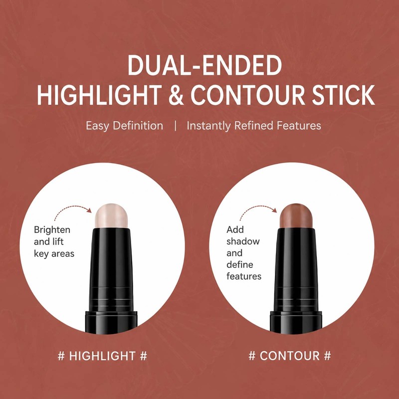 2-in-1 Sculpting Contour & Highlighter Stick, Blendable Creamy