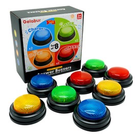 Gelabur 8-Pack Buzzers for Trivia Games, Answer Buzzers for Classroom, Family Feud Jeopardy Buzzer, Game Buzzers with Lights and Sound for Classroom