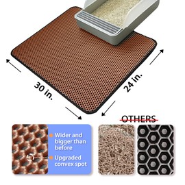 PETKARAY Cat Litter Mat, Litter Box Mat with Hidden Handle, Upgraded Anti-Slip Back Layer, Large Scatter Control and Urine-Proof Litter Trapping Mat for Kitty