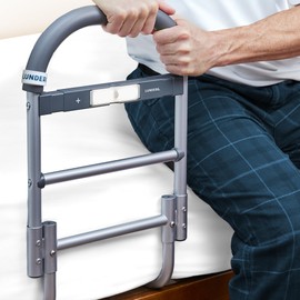 Lunderg Bed Rails for Elderly Adults Safety - with Motion Light & Non-Slip Handle Bar - Bed Railings for Seniors & Surgery Patients - The Bedside Support Assist Cane Makes Getting in & Out Much Easier