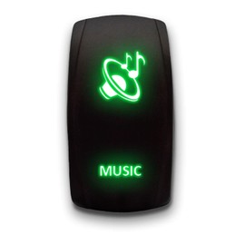 MUSIC - Green - STARK 5-PIN Laser Etched LED Rocker Switch Dual Light - 20A 12V ON/OFF