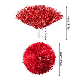 CAINCAY Cheerleader Pompoms, Pack of 2 Metal Foil Cheerleading Pompoms, Cheerleader Pompoms with Handles, Cheer Poms for Ball Games, Dances, Carnival Parties