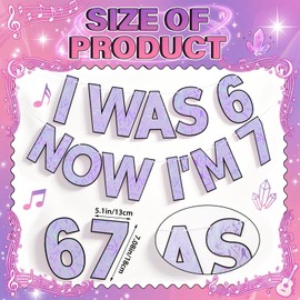 6 7 Kpop Theme Birthday Decorations Banner Pre-strung 6-7 Meme Party Banner Funny Six Seven Theme Party Supply, I Was 6, Now I'm 7 Birthday Decorations(Purple)