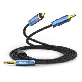 MillSO 2.4 m Jack to RCA Cable 3.5 mm Jack RCA 3.5 mm Jack Plug to 2 x RCA Male RCA to Jack Stereo Cable for Smartphones, Speakers, Home Cinema, TV