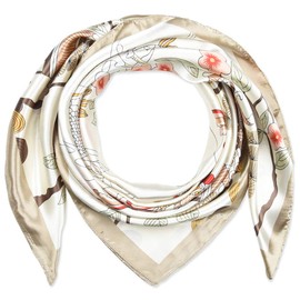 corciova 35 Womens Square Silk Hair Scarf Headscarf Linen Beige Phoenix Pine Curly Headband Tie Sleeping at Night Fashion