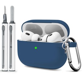 Woyinger for AirPods Pro 2 Case with Cleaner Kit, Compatible with Airpods Pro 2nd/1st Generation Case (USB-C Cable) with Keychain for Women and Men,Sapphire Blue