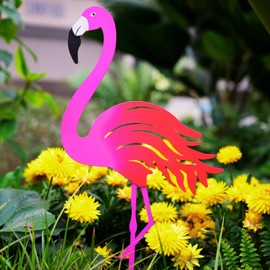 YardStory Pink Flamingo Garden Statue - Hand-Painted Metal Yard Art, Decorative Bird Sculpture for Outdoor Lawn, Patio, Porch, and Backyard Decor