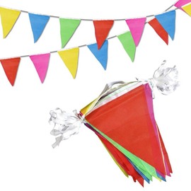Flushbay Triangle Flag Garland, 160m Colorful Garland, Camping, Party, Birthday, Wedding, Sports Festival, Festival Decoration, Store Decoration, Nylon, 5 Colors, 300 Flags (A)