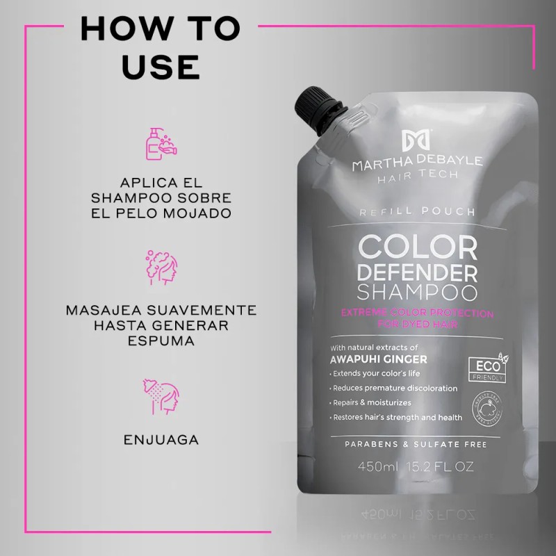 MARTHA DEBYALE HAIR TECH Color Defender Shampoo Pouch. Color, con