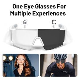 QJF Sport Smart Glasses, Photochromic lenses Unisex Polarized Bluetooth Sunglasses Built-in Mic & Open Ear Music Speakers, UV Protection for Cycling/Running/Baseball (Transparent color)