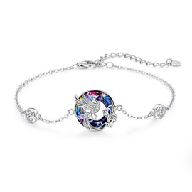 ABIGY Crystal Phoenix Bracelet 925 Sterling Silver Phoenix Jewellery Bracelets Phoenix Crystal Bracelet Birthday for Women