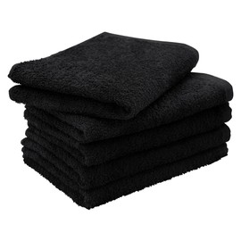 Senshu Towel, Made in Japan, Face Towels, 11 Colors, 34.7 oz (260 Monme), Set of 5, 100% Cotton, Commercial, Black, Instant Absorption, Quick Drying, Lightweight, Thin, Durable, Solid Color