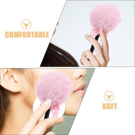 iplusmile Borla para Polvos Corporales con Mango Largo Rosa Diseño tipo varita con lazo, felpa de pelo largo para talco corporal, polvos sueltos, rostro y cuerpo, aplicación uniforme
