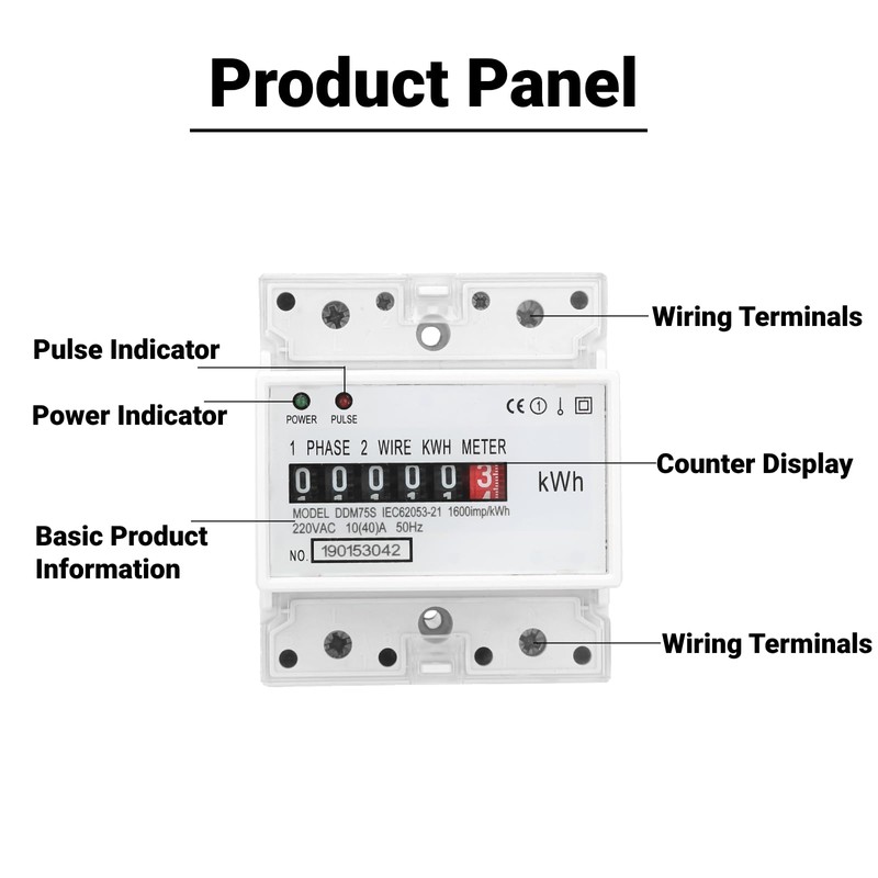KWh Meter Digital Single Phase Energy Meter Tester 4P LED